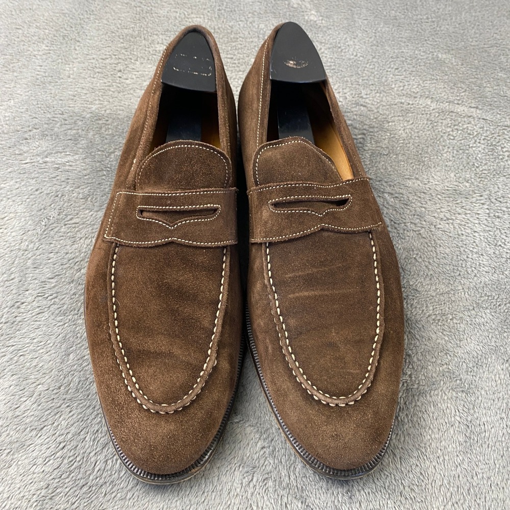 Di Bianco Shoes Mens 9 (Eu 42) Amato Chocolate Cashmere Calf Suede Loafers‎